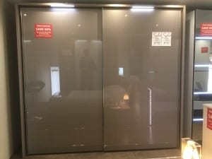 Nolte Velia 2 Door VelvetChocolate Glass 250cm Wardrobe inc Pelmet with Lights