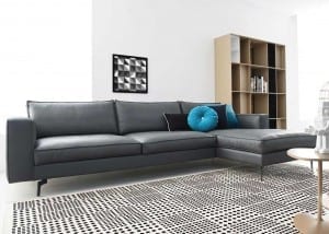 Calligaris ‘Square’ chaise sofa in dark grey fabric